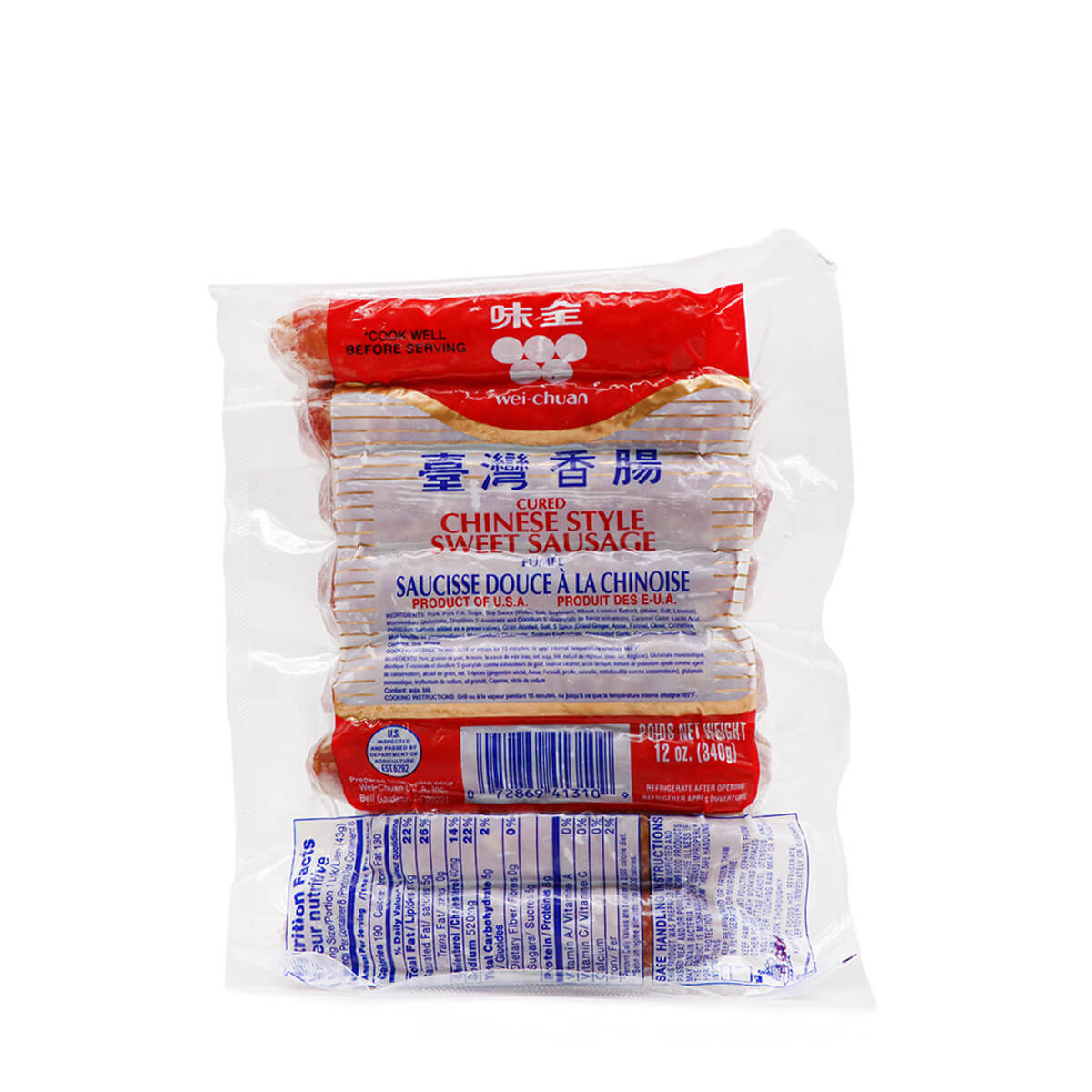 Wei-Chuan Chinese Style Sweet Sausage 12 oz
