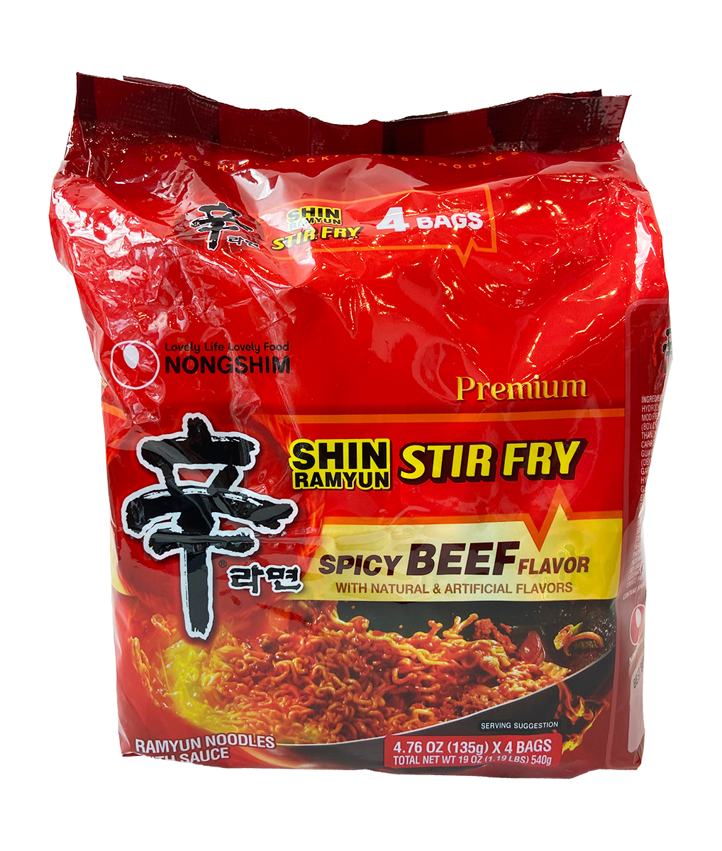 Nongshim Shin Ramyun Stir Fry Spicy Beef 4 Pack