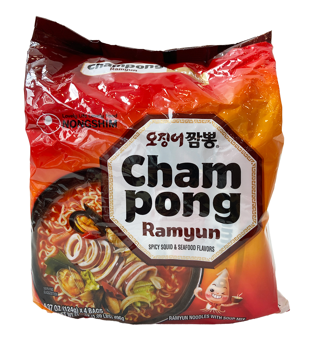 Nongshim Cham Pong Ramyun Spicy Squid & Seafood 4 Pack