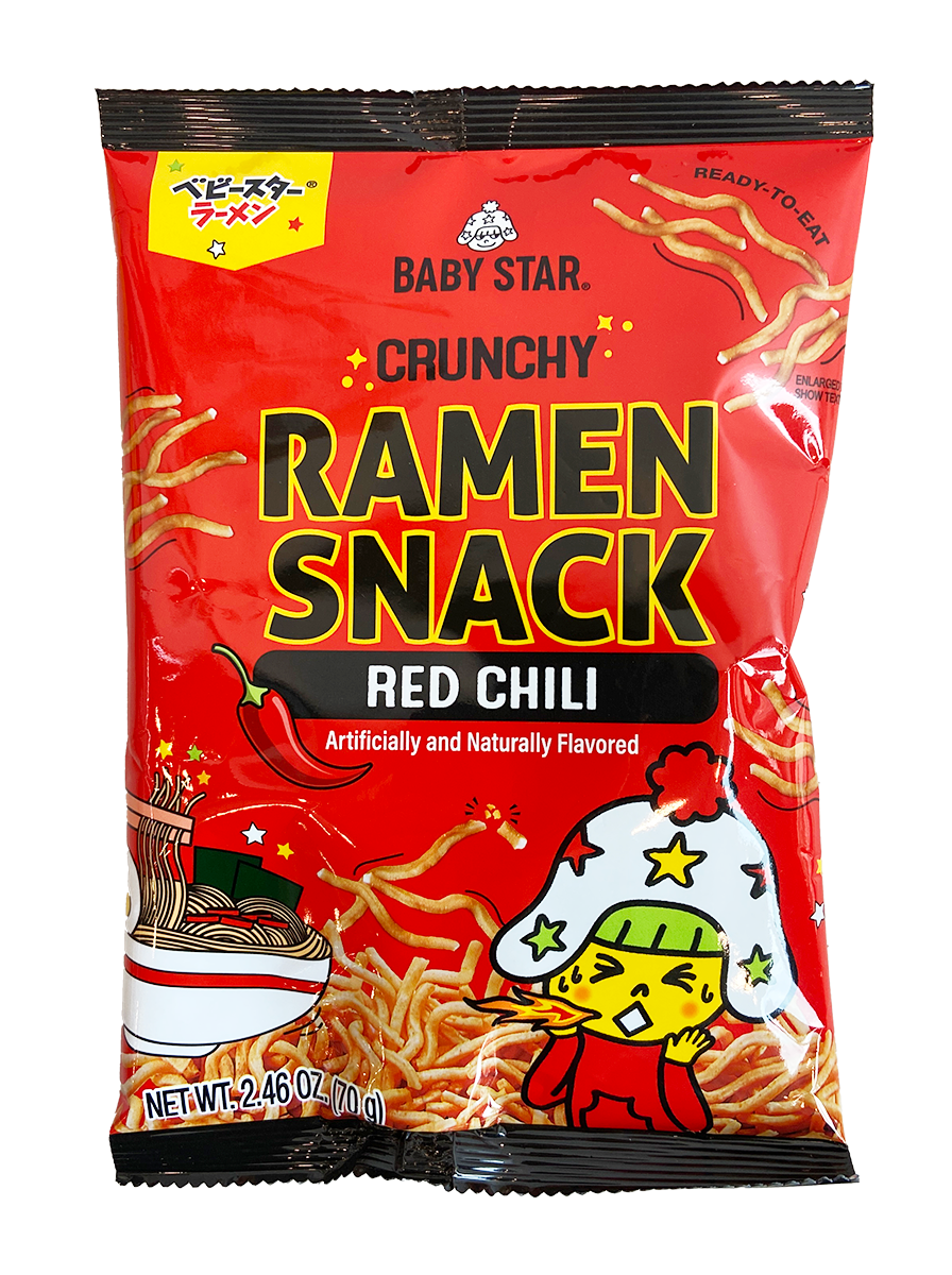 Baby Star Crunchy Ramen Snack Red Chili 2.46 oz