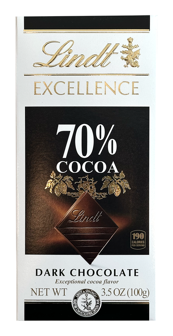 Lindt Excellence Dark Chocolate 70% Cocoa 3.5 oz