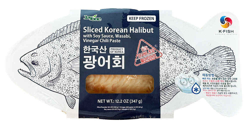 Jayone Sliced Korean Halibut with Soy Sauce, Wasabi, Vinegar Chili Paste 12.2 oz