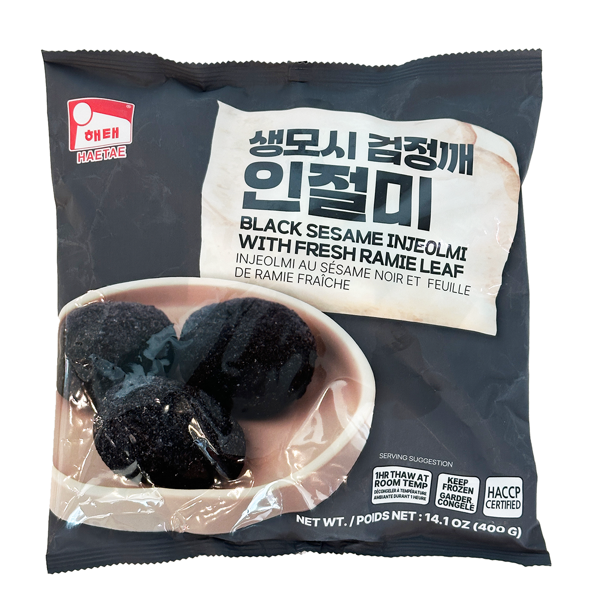 Haetae Black Sesame Injeolmi with Fresh Ramie Leaf 14.1 oz