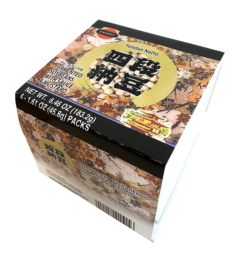 J-Basket Yondan Natto Fermented Soybeans with Sauce & Mustard 6.46 oz 4 Pack