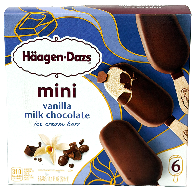 Haagen-Dazs Mini Vanilla Milk Chocolate Ice Cream Bars 6 Bars