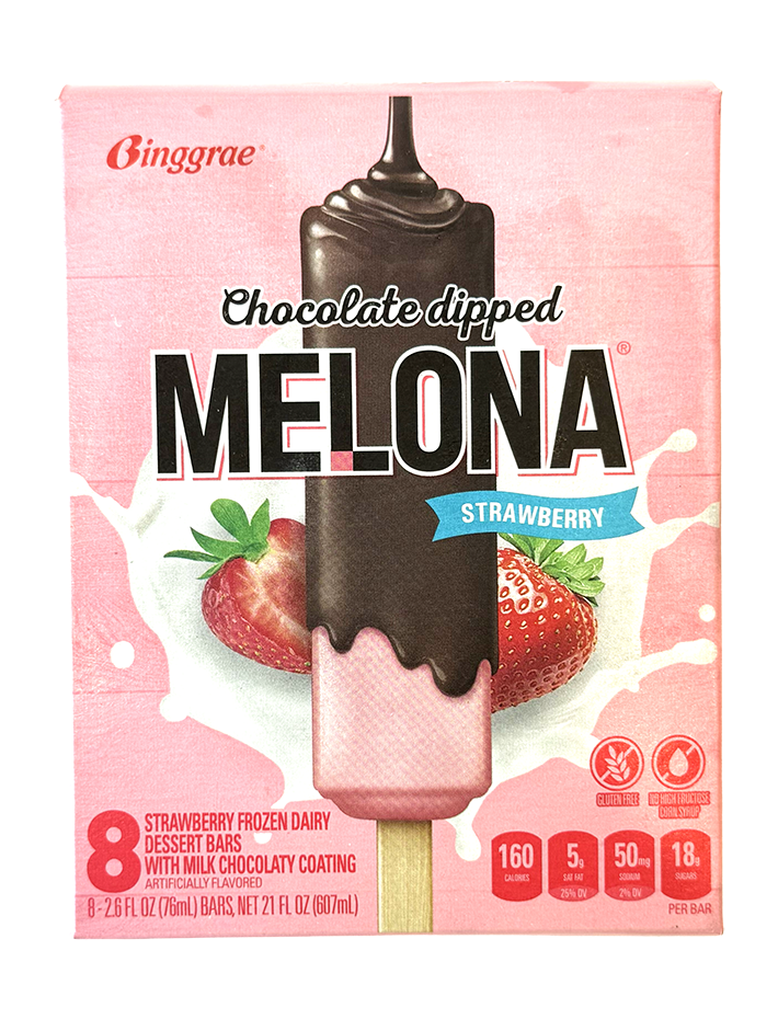 Binggrae Chocolate Dipped Melona Strawberry 8 Bars