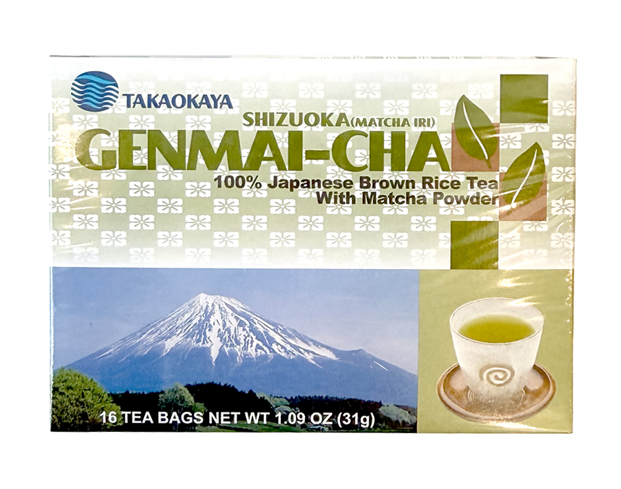 Takaokaya Shizuoka Genmai-Cha Japanese Brown Rice Tea with Matcha Powder 16 Sachet