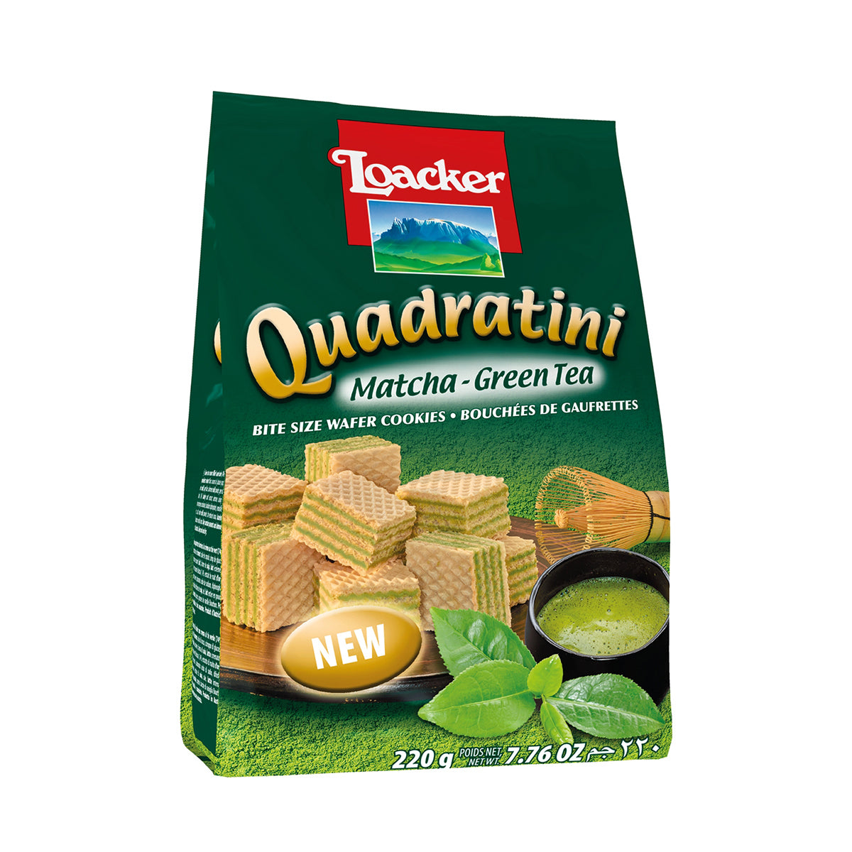 Loacker Quadratini Wafer Cookies Matcha Green Tea 7.76 oz