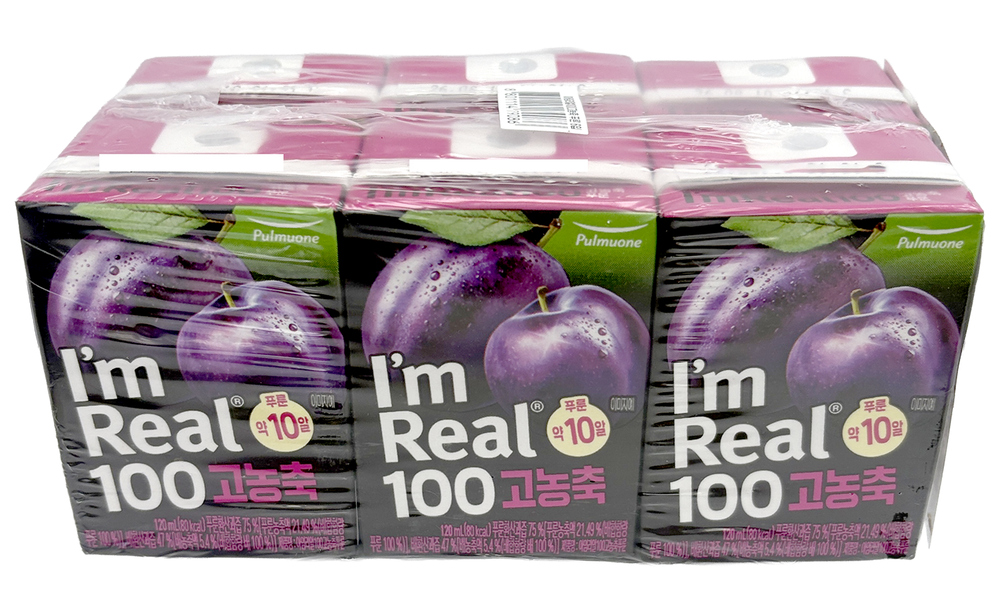 Pulmuone I'm Real 100 Prune Drink 6 Pack